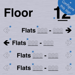 Floor ID sign with Four Flat Directional Section Transparent background Black text